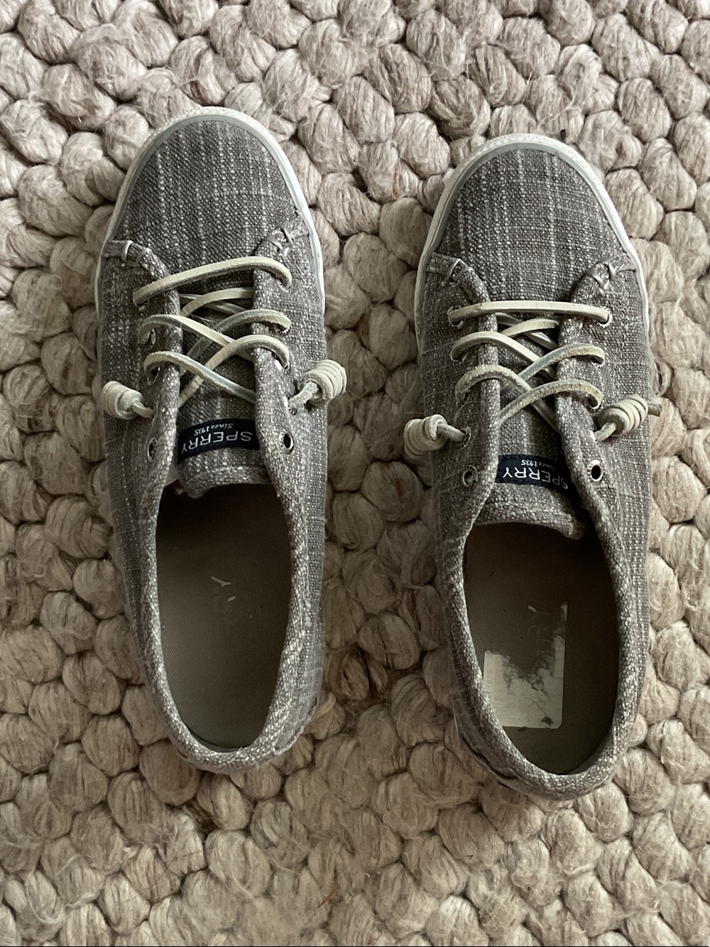 Sperry Women’s Gray Canvas Sneakers Size 7M Casual Lace-Up Shoes